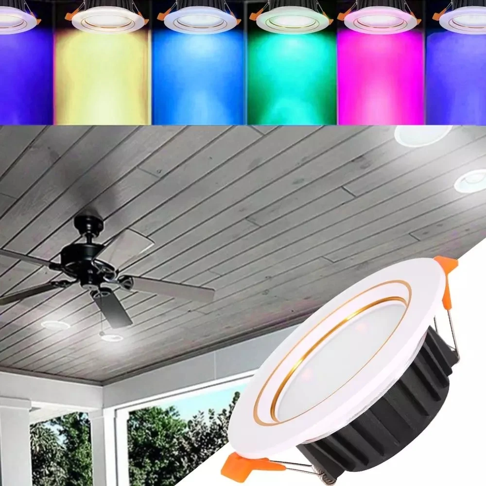 Цветная (RGB + CW WI FI умный светодиодный вниз светильник затемнения прожектор 220V/110V
