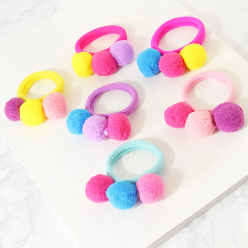 20 шт. Детская повязка для волос Корейская шпилька с помпоном пушистая резинка