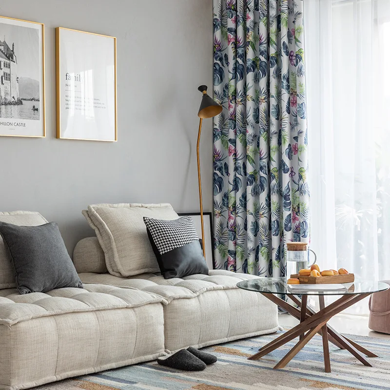 

Custom Curtains for Living Room Bedroom Printed Fabric Shade Pastoral Style Left and Right BipartingOpen General Pleat