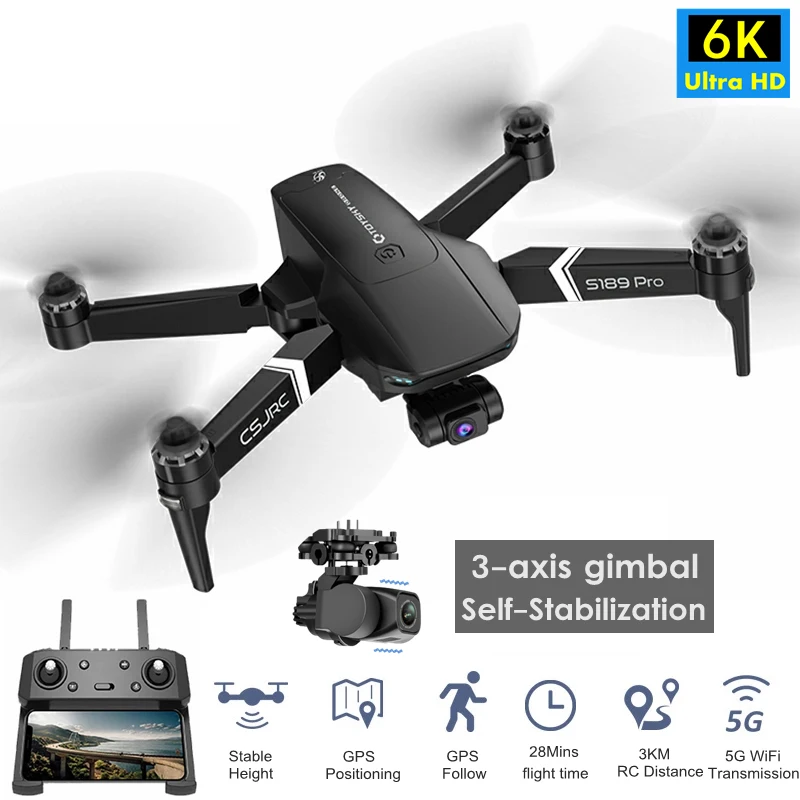

Профессиональный 4K GPS Дрон с 6K HD камерой три оси EIS анти-тряски съемка карданный подвес 5G Wifi FPV Бесщеточный Дрон Квадрокоптер