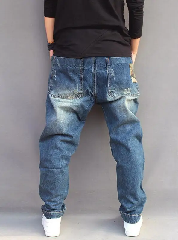 Men Harem Jeans Small Feet Men Casual Denim Pants Camouflage Patch Hip Hop Street Style Jeans Fashion Loose Baggy Jeans