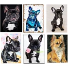 Алмазная живопись сделай сам, картина с французским бульдогом, полноразмерная, круглая, вышивка крестиком 5d, мозаика с мотивом животных, собак, домашних животных