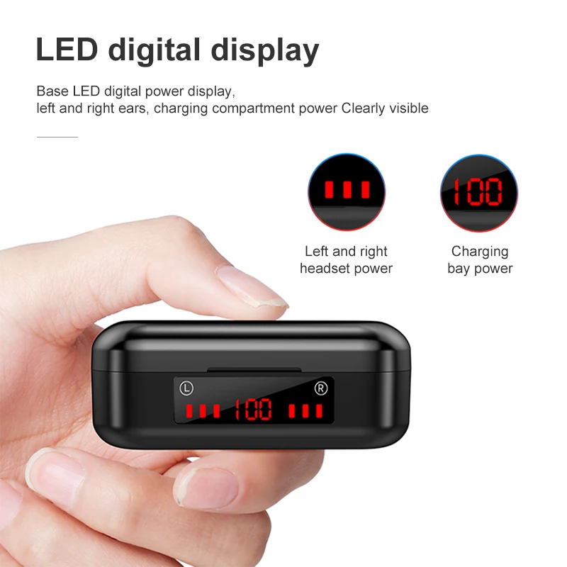 

V7 TWS Wireless Bluetooth 5.0 Earphone Noise Cancelling Headphone HIFI In-ear Sports Headset Earbuds For Android IOS Cell Phone