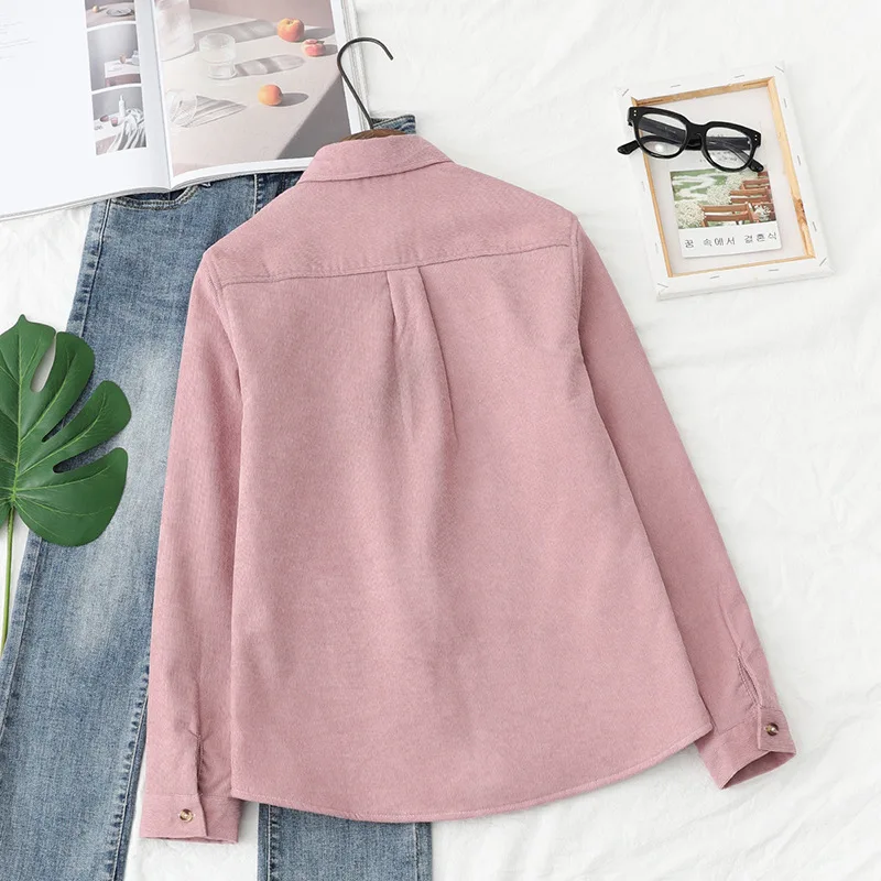 Зимние женские вельветовые рубашки куртка бархатная блузка с длинным рукавом