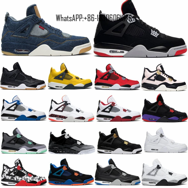 

2020 Bred 4 Black Cat 4s air retro basketball shoes men white cement fire red singles denim game stylist sneakers Pure money