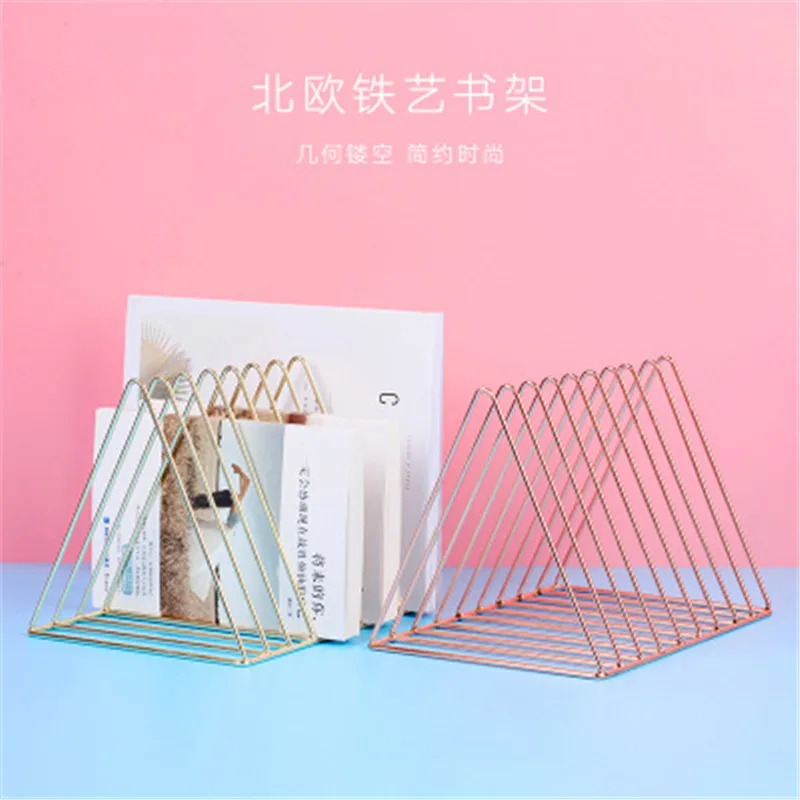 Nordic creative simple modern wrought iron small bookshelf magazine rack desktop storage table decoration | Дом и сад