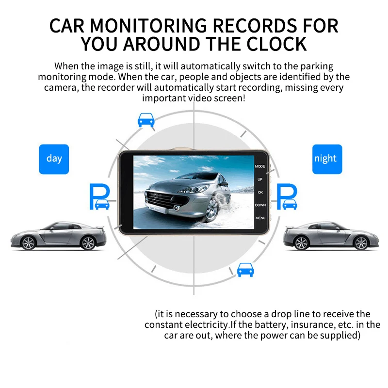 Видеорегистратор с двумя объективами Автомобильный видеорегистратор камера для