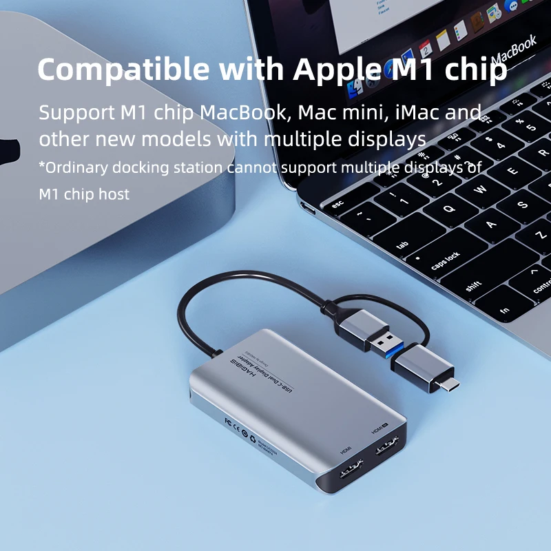 Хагбис USB C/USB 3 0 на Двойной HDMI совместимый адаптер для M1 MacBook Pro/Air usb-хаб 4K двойной