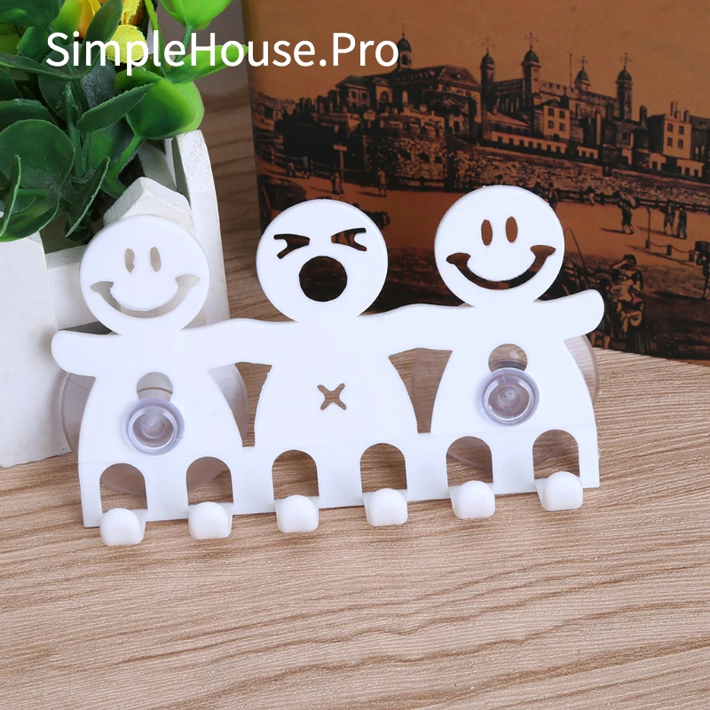 1Pc Toothbrush Holder Wall Mounted Suction Cup 5 Position Cute Cartoon Smile Bathroom Sets | Обустройство дома