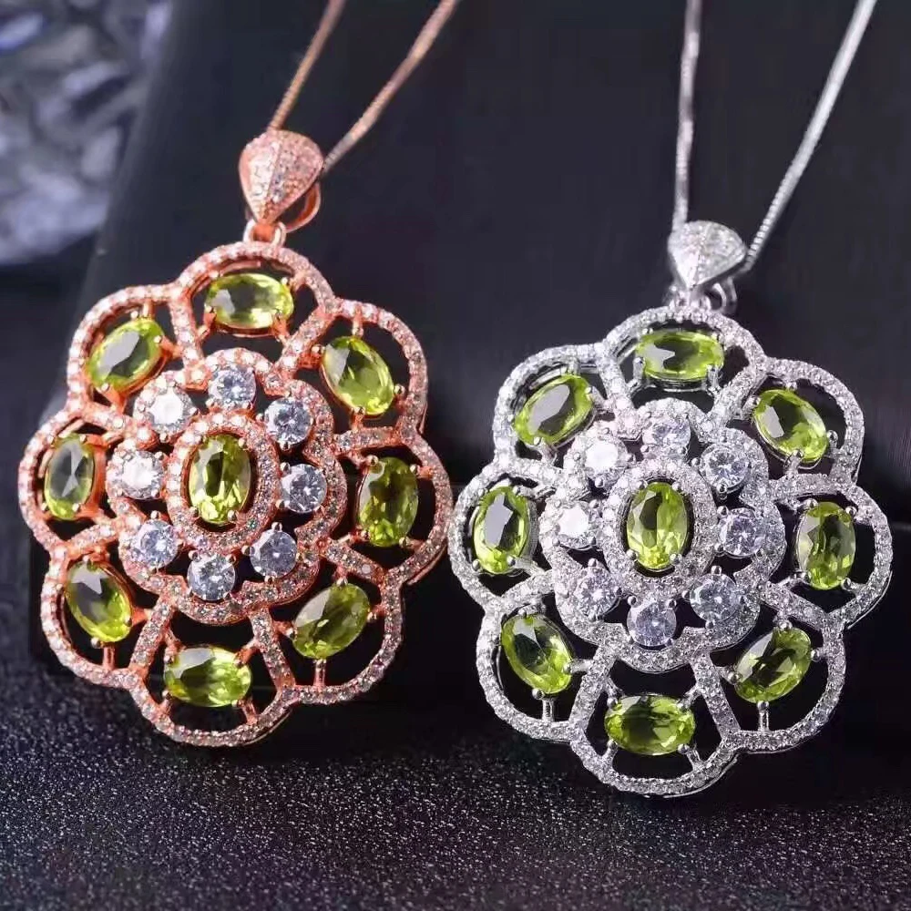 CoLife Jewelry Natural Peridot Pendant for Daily Wear 9 Pieces Silver 925 | Украшения и аксессуары