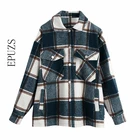 Женская клетчатая рубашка, зеленое пальто оверсайз с длинным рукавом, повседневная верхняя одежда, размера плюс