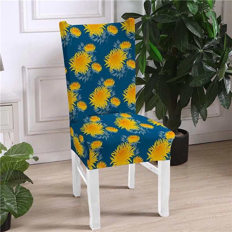 Spandex Elastic Dining Chair Covers Modern Removable Anti-dirty Printing Chairs Cover Kitchen Seat Case Stretch Seats Covering | Дом и сад