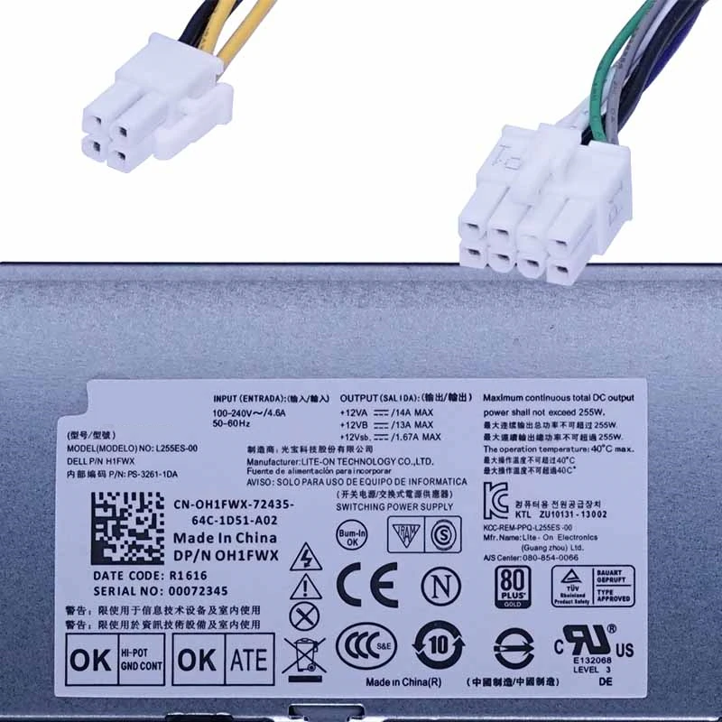 Новый оригинальный блок питания для ноутбука Dell 3020 7020 9020 255W Питание L255AS 00 AC255ES 00/01
