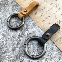 10pcs lanyard cowhide keychain handmade leather strap high quality key ring accessories personality retro landyard key chain