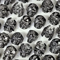 30pcs fashion mens ring skull skeleton gothic biker rings men ring party favor wholesale jewelry lots top quality lr4107