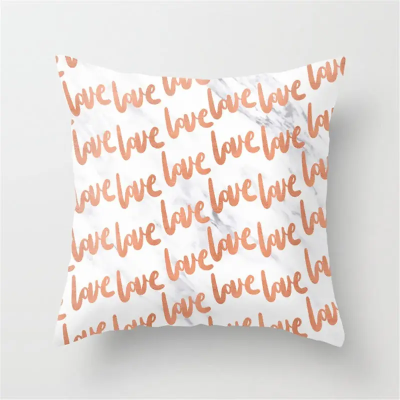 Doreen Box 1 Piece 45*45 cm Polyester Decorative Pillow Covers Bow-knot Letter Marble Leaf Printed Fashion Pink Case | Дом и сад