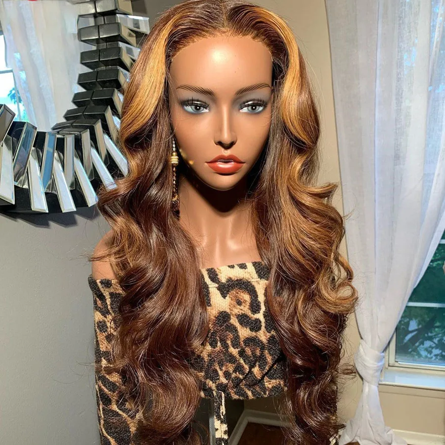 

Middle Part Body Wave 2021 Summer hot Highlight Ombre Blonde Remy Human Hair Transparent 13x4 Lace Front Lace Wig With Baby Hair