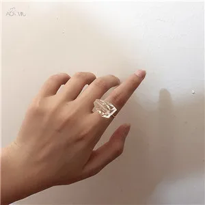 AOMU Япония Корея минималистичные металлические геометрические кольца для женщин Открытие Регулируемый Имитация Жемчуга Кольцо Модный Ювелирный Набор