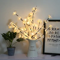 led simulation flower fairy string lights fake flower branch christmas wreath wedding valentines day event party decoration