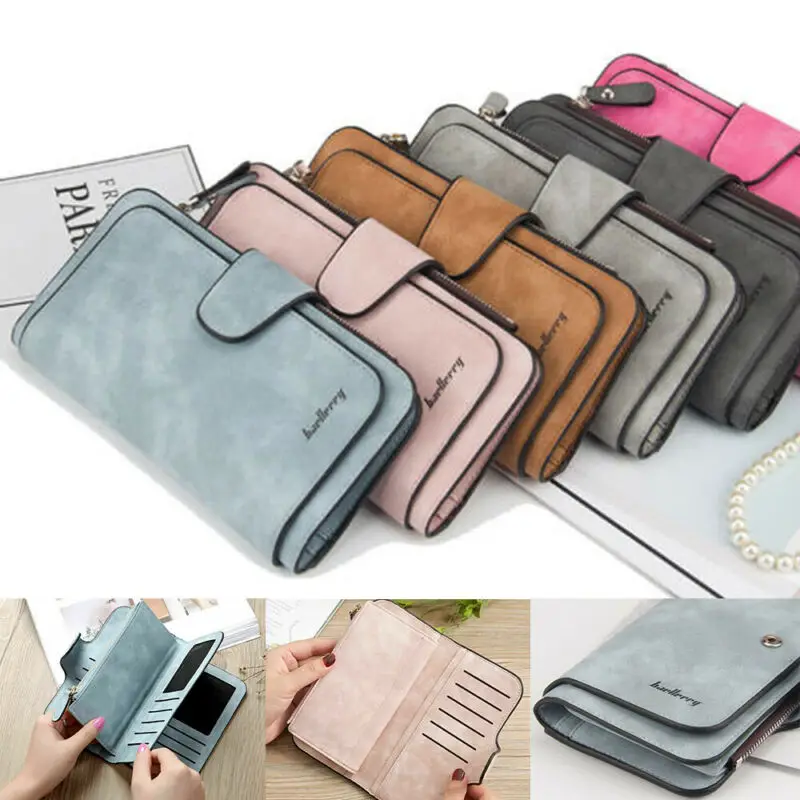 

Leather Women Wallets Zipper Coin Pocket Hasp Card Holder Money Bags Casual Long Ladies Clutch Phone Wallet Women Purse 2020 New