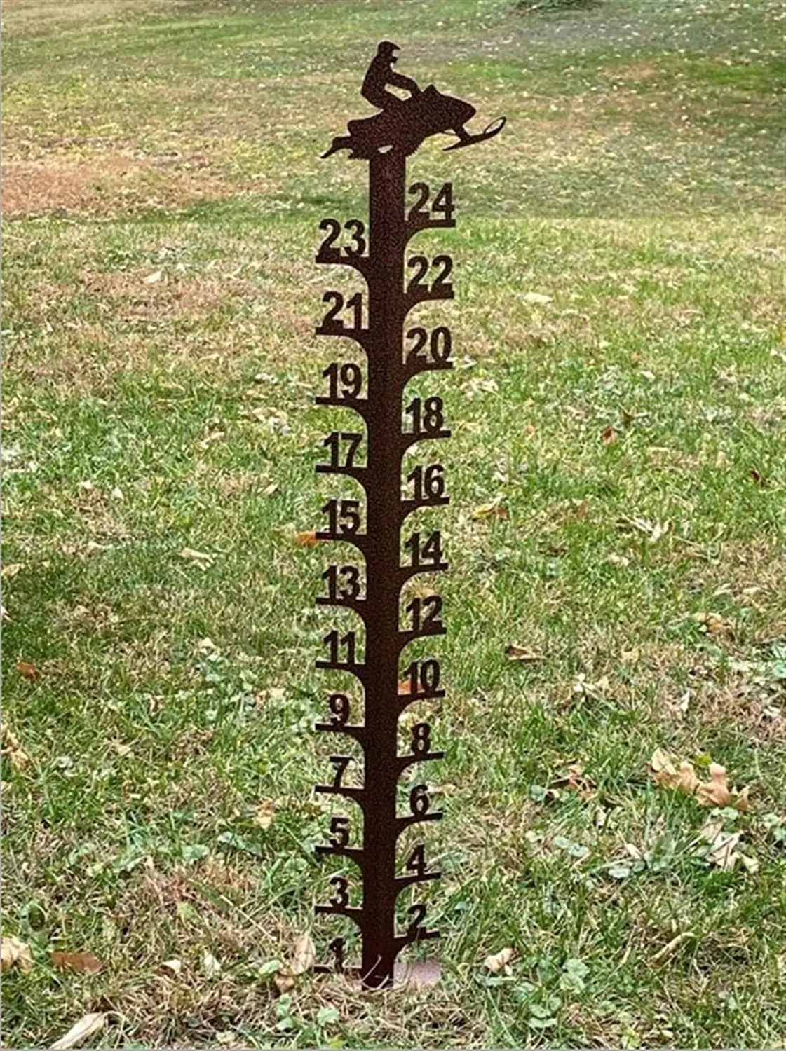 Medidor de nieve de 24 "hecho a mano, palo de medici&oacute;n de Metal para jard&iacute;n, estacas de invierno, decoraci&oacute;n de patio al aire libre-1
