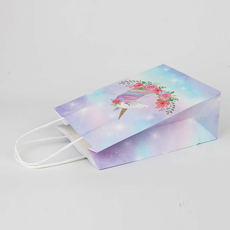 

Unicorn Handle bag 10pcs/lot paper bags for packaging Storage Bag for Wedding Candy Favor Bag With Handle Gift Packing Bag