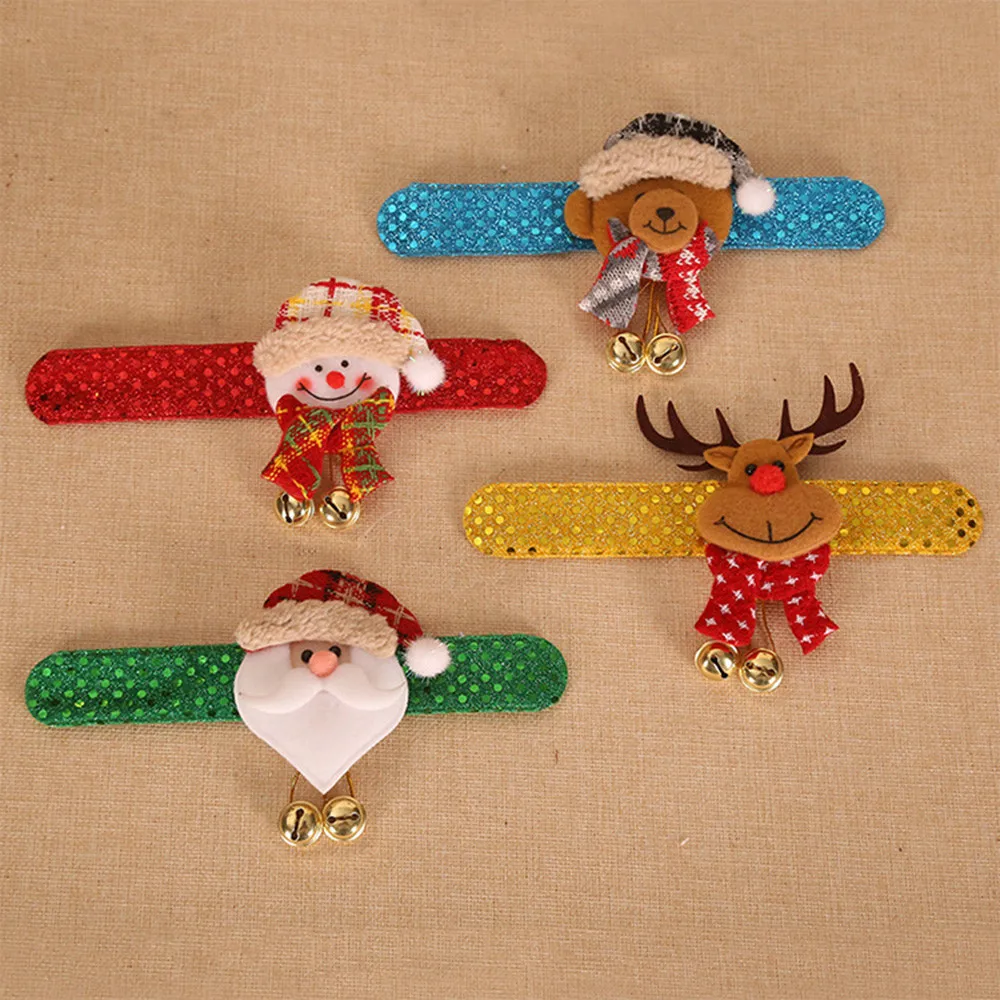 Светодиодный браслет с рождественским похлопыванием часы для детей Санта-Клаус