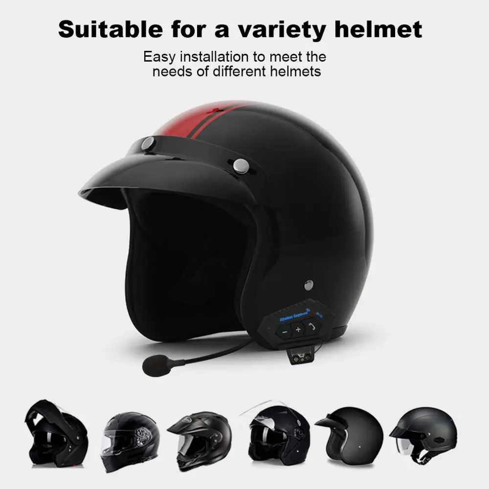 

Helmet Headphone Wireless Motorcycle Headset V4.2 Wireless Intercom Motor Bike Earphone Noise Reduction Microphone Mic