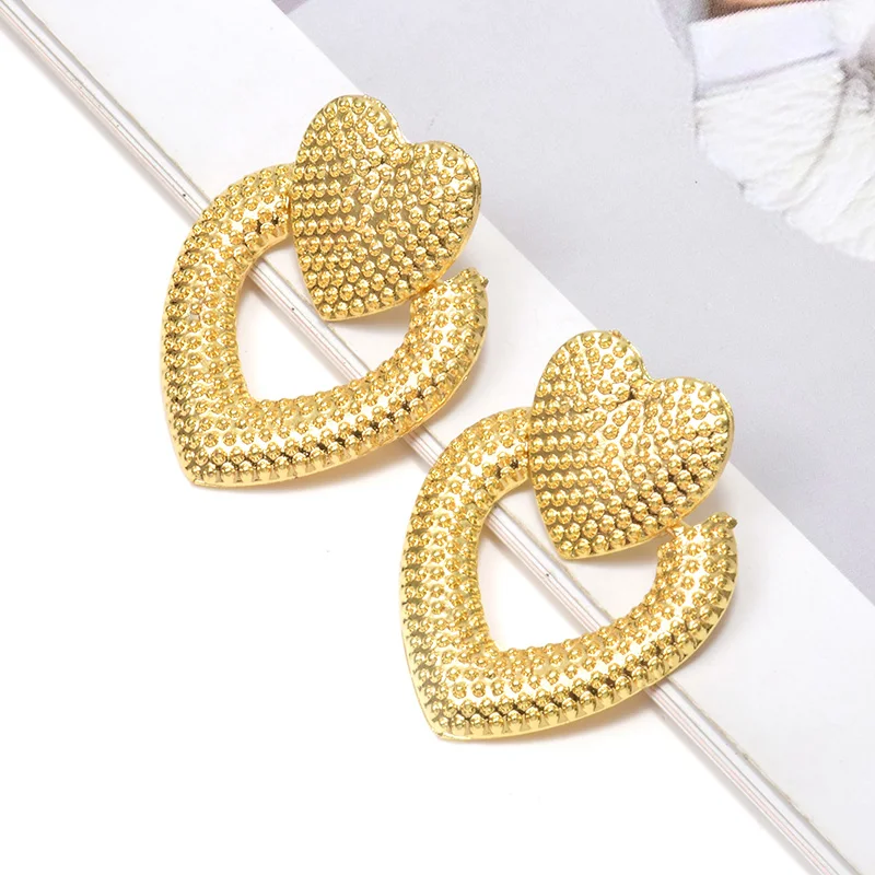 Женские Висячие серьги-подвески в форме сердца золотого и металлического цвета