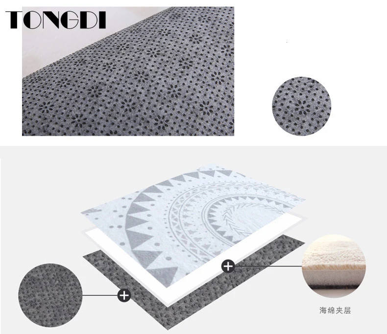 Круглый коврик TONGDI в стиле бохо мягкий элегантный абсорбирующий нескользящий с