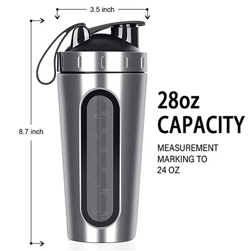 28 унций сывороточный протеин порошок Спортивная шейкер бутылка из нержавеющей