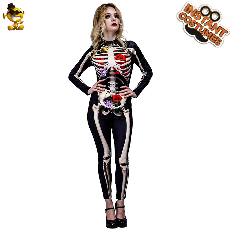 Комбинезон для косплея на Хэллоуин со скелетом страшные костюмы взрослых
