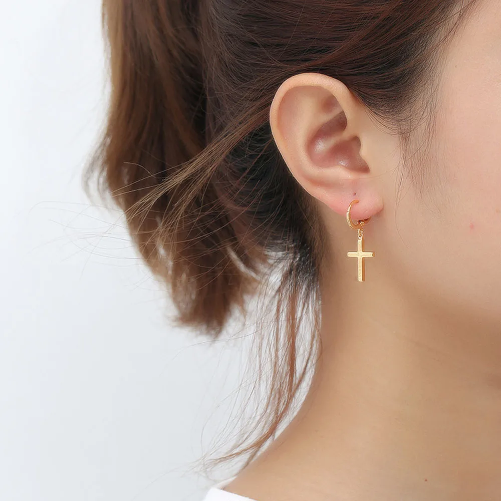 Wild New Tiny Hoop Earrings For Women Girl Gold Cartilage Jewelry Heart Cross Star Triangle Charm Earring | Украшения и
