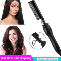 black hot combs electric hot comb heating pressing combs hair straightening technology hair straightener for wet and dry hair