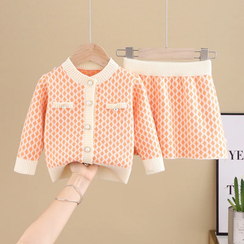 

Girls clothing set Kids sweater sets 2020 Fall & Winter vestidos Toddler girl clothes Cardigan and skirt suit Baby girl Outfit