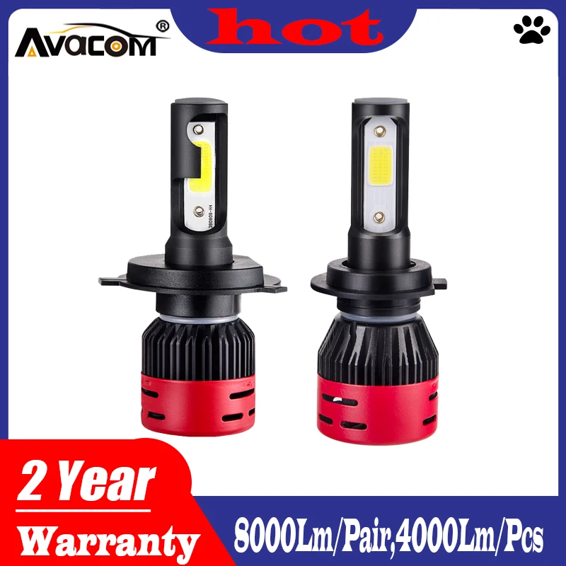 2 шт. светодиодная автомобильная лампа 4300K 6500K 12V LED H7 H11 9005/HB3 9006/HB4 24V 8000Lm 72W COB H4 H3 авто