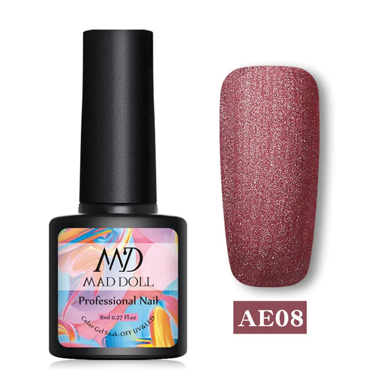 Matte8 MAD DOLL, 8 мл, блестящий гель, матовый лак для ногтей, розовое золото, блестящий лак, замочить от УФ-ногтей, Гель-лак - Цвет: Matte8