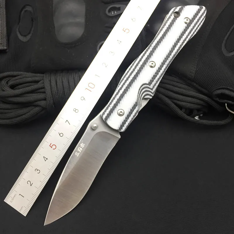 

Sanrenmu 9051 Folding Knife 8Cr14Mov Blade G10 Handle Outdoor Hunting Camping Survival Utility EDC Pocket Knives Kitchen Tool