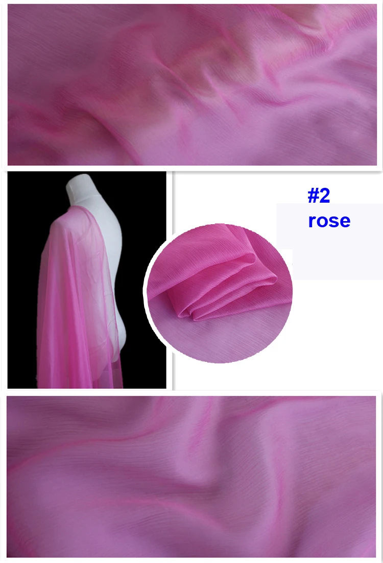 2 rose Гладкокрашеный чистый шелк тутового шелкопряда шарф текстиль Crinkled шелк шифон ткани-креп - Цвет: 2 rose
