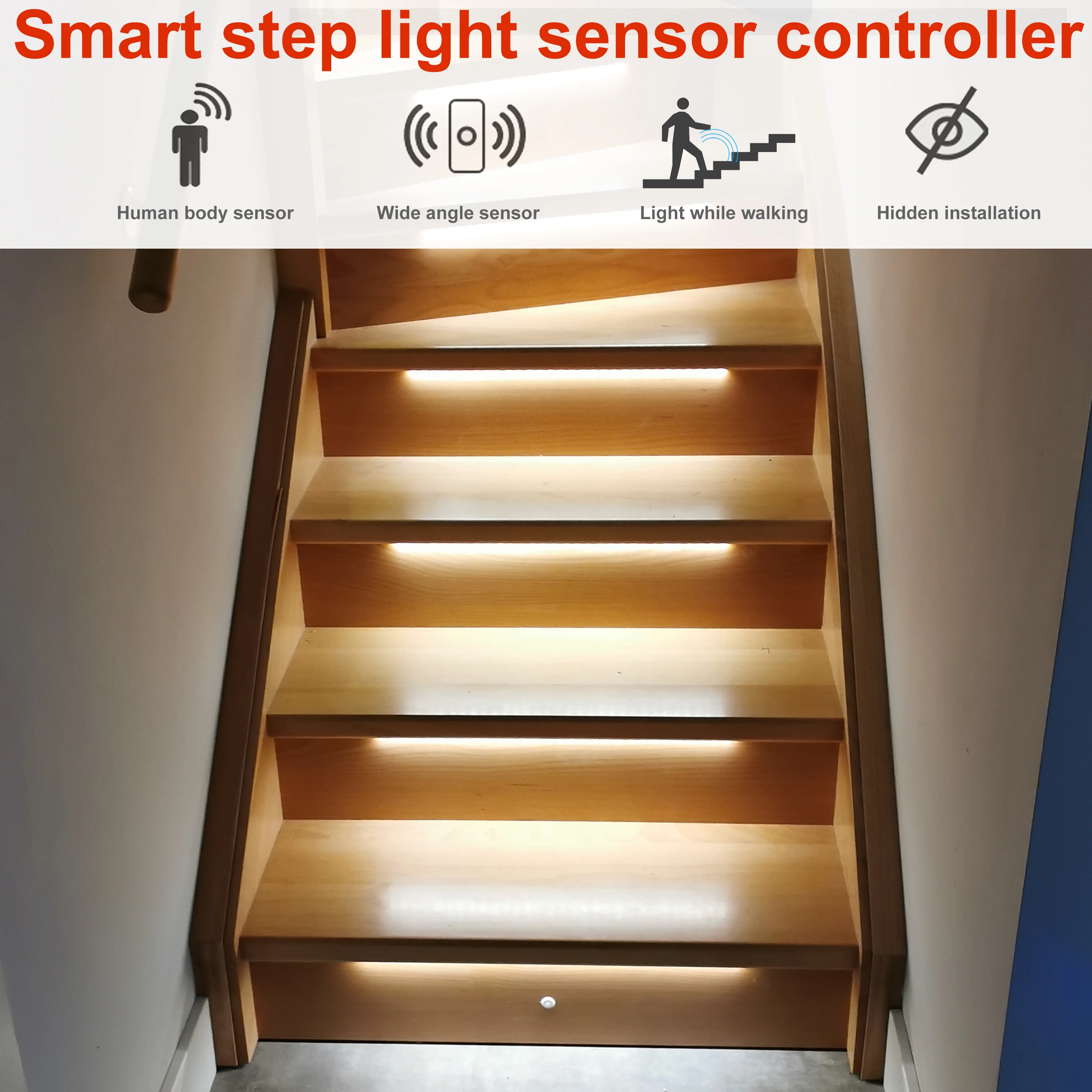 LED Stair Strip Lighting Controller Smart PIR Motion Sensor Dimmer For Stairs Home Use DC12V 24V 16Channels images - 6