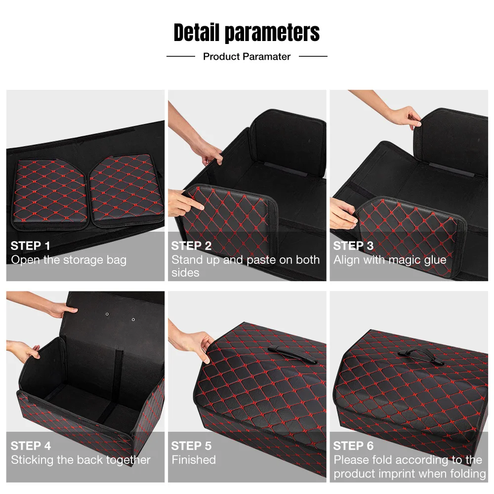 

Car Trunk Organizer Box Storage Bag Auto Trash Tool Bag PU Leather Folding Car Storage Stowing Tidying Car Organizer