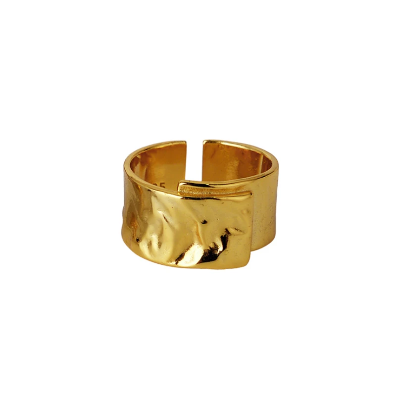 

F.I.N.S Korea Style Silver 925 Rings INS Overlap Opening Uneven Wide Index Finger Sterling Silver Ring Women's Decoration