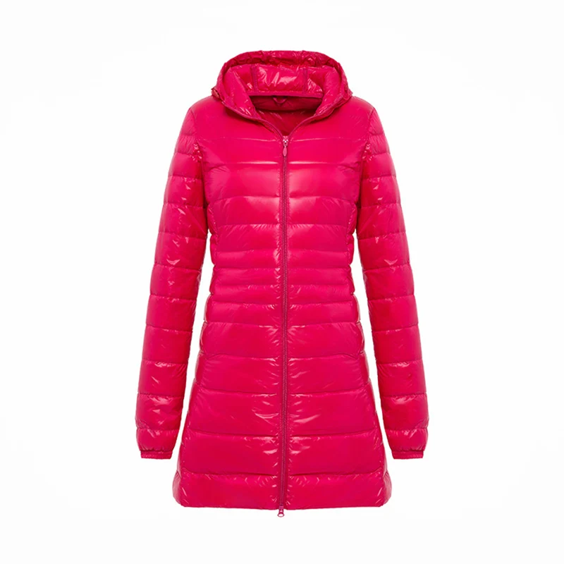 rose red-With bag Sfit зимняя женская короткая парка, теплая тонкая короткая стеганая хлопковая куртка с карманами, пальто с капюшоном, однотонный легкий пуховик - Цвет: rose red-With bag