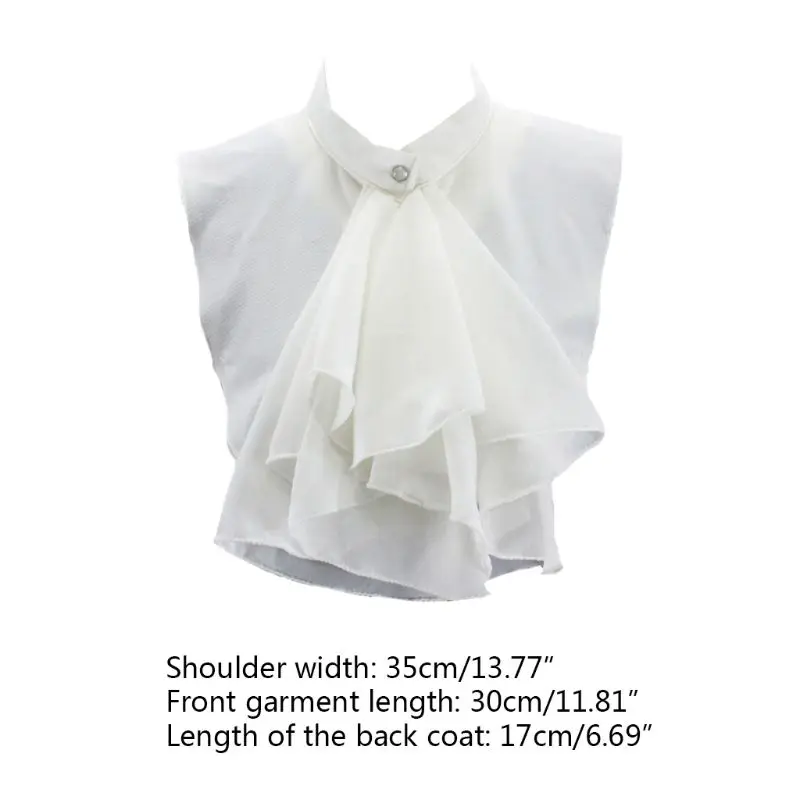 

P8DB Women Vintage Ruffles Bowknot Half Shirt Blouse Chiffon False Fake Collar