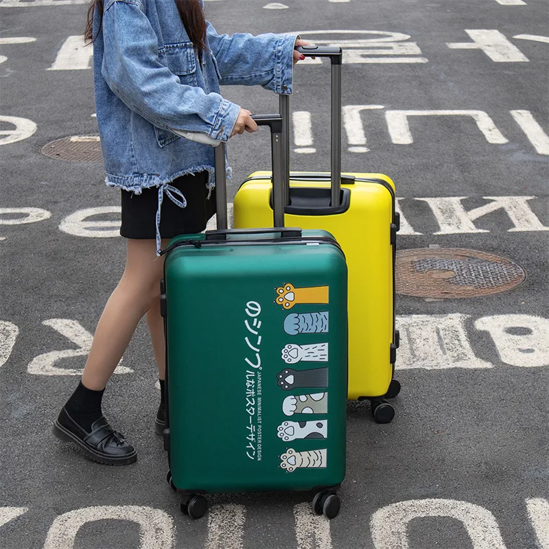 Чемодан на колесиках с модным принтом милый Универсальный чемодан в Корейском