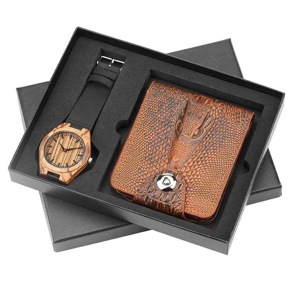 32 Business Men's Quartz Wristwatch Men Watches Purses Money Clip Credit Card Leather Wallet Gift Set for Dad Boyfriend Top Luxury - Color: 32