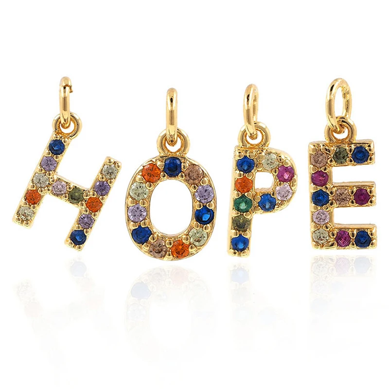 Golden Letter Charms Colorful Crystal Alphabet Charm Pendant For Bracelet Necklace Ankle Handmade Making Jewelry DIY Accessories | Украшения