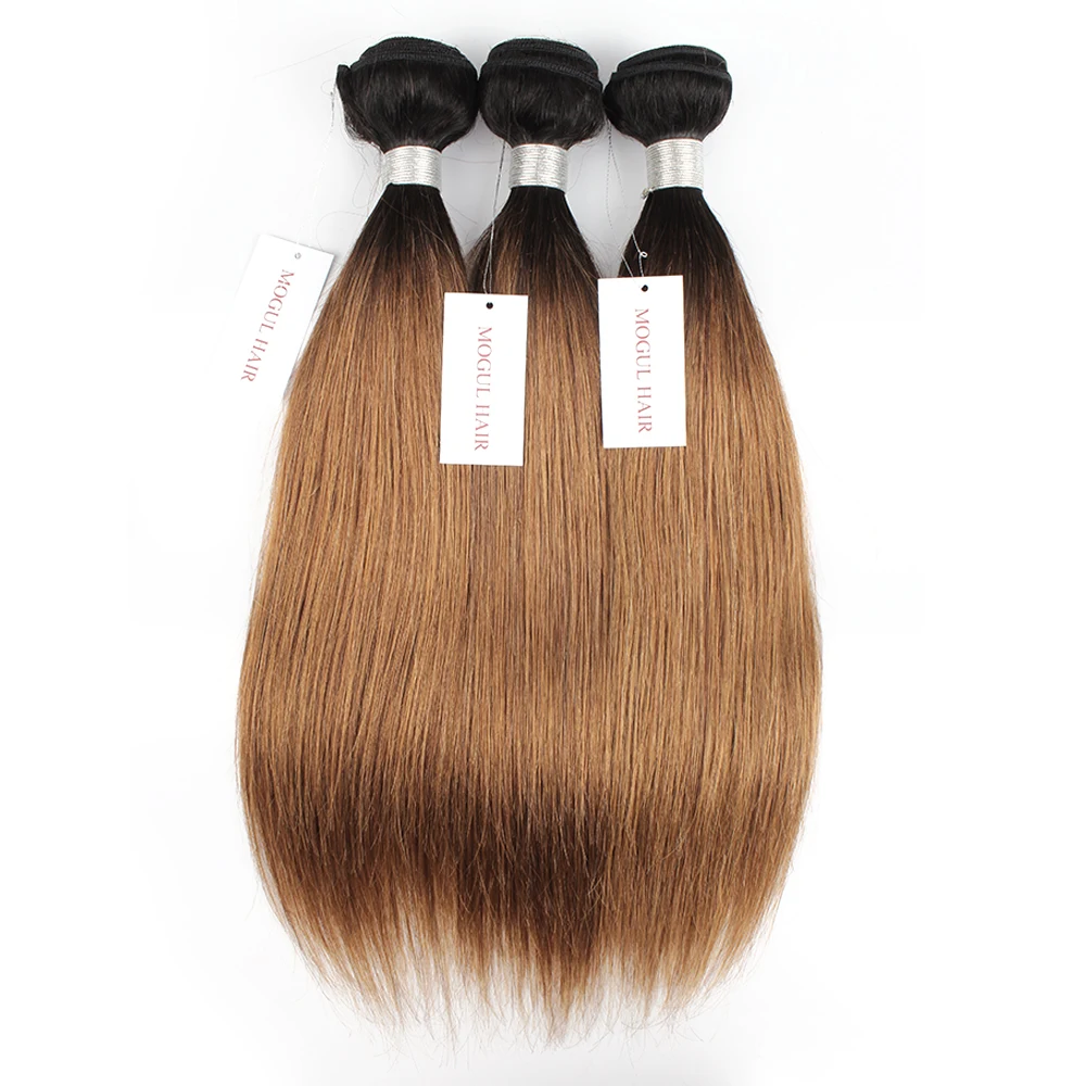 MOGUL волосы T 1B 30 Ombre пряди с застежкой Омбре Auburn коричневые перуанские прямые 3/4