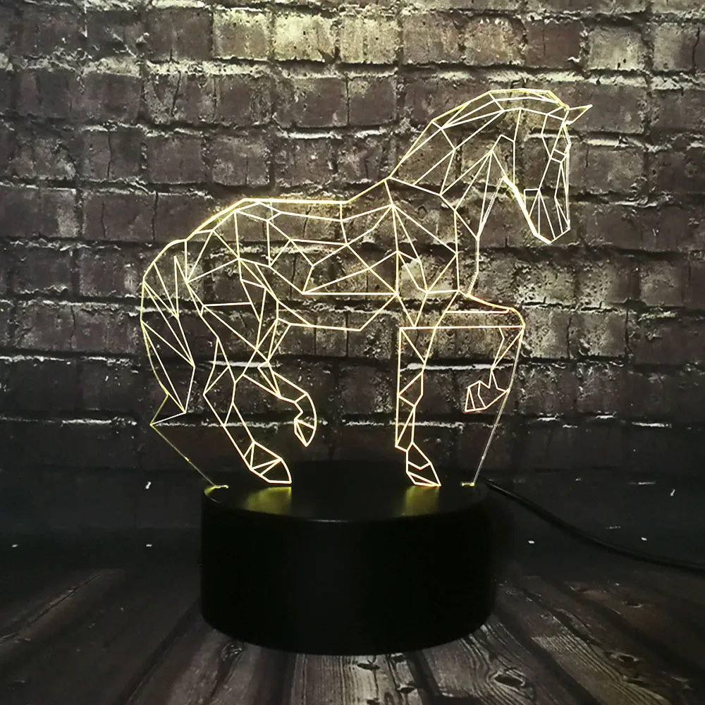 Детская 3d-лампа Pentium horse светодиодная лампа с USB для украшения дома меняющая