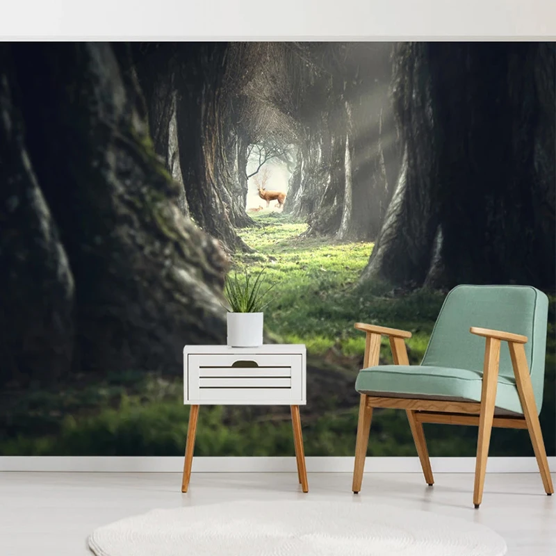 

Self-Adhesive Wallpaper 3D Abstract Landscape Elk Forest Photo Wall Murals Living Room TV Sofa Bedroom Wall Sticker 3D Frescoes